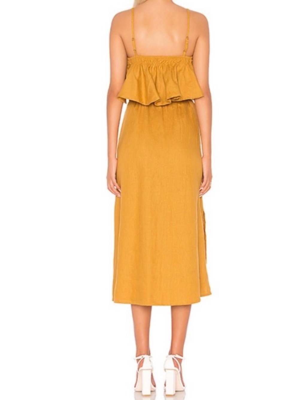 Faithfull the Brand Santos 100% Linen Midi Dress Mustard Yellow | Revolve - Picture 2 of 6
